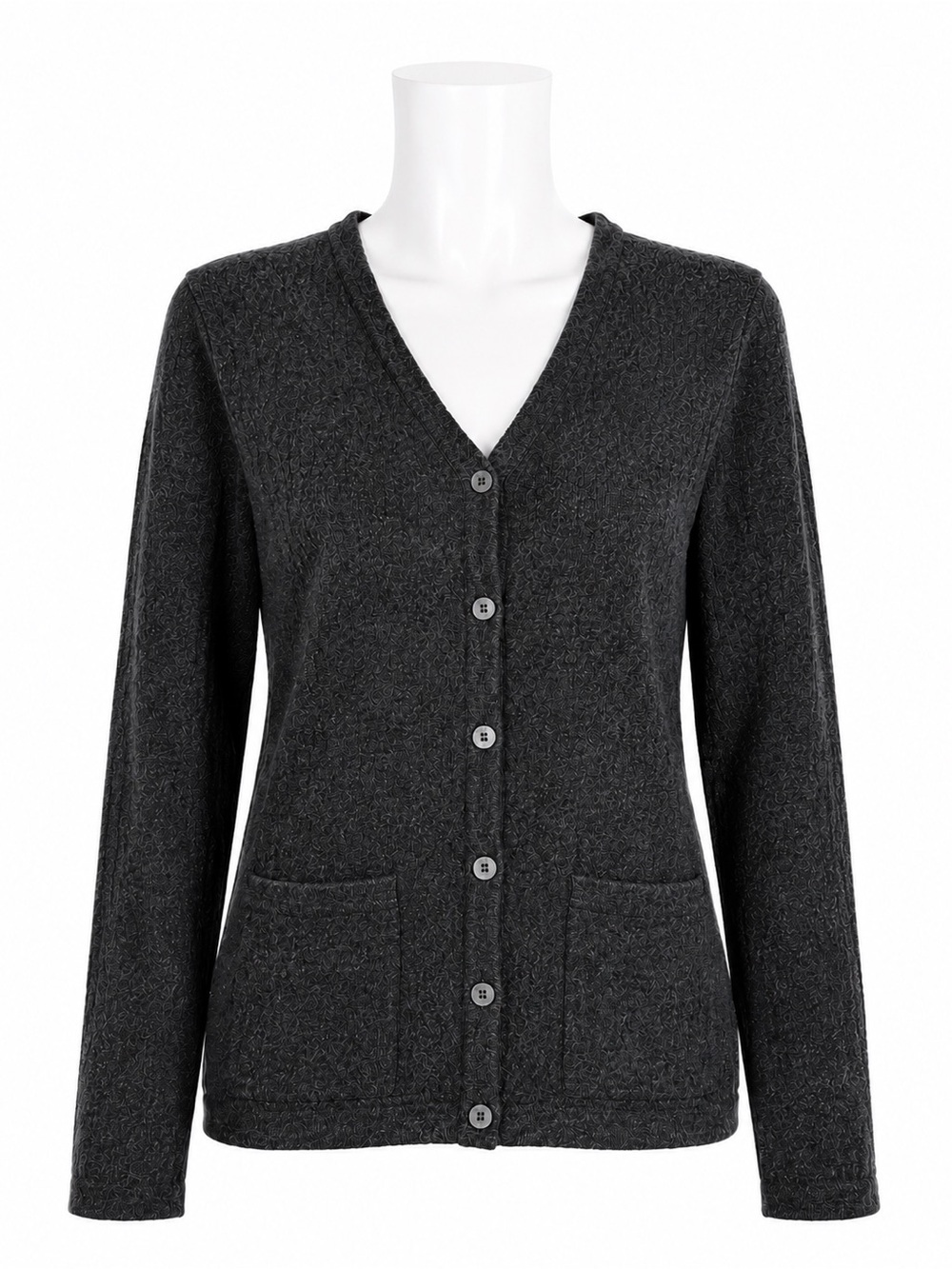 Size S Tabi International Women’s Vintage‎ Pure Wool Cardigan Sweater Dark Grey
